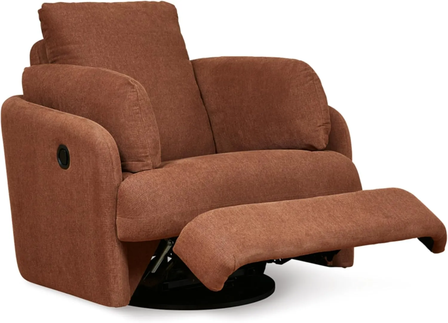 Signature Design by Ashley Modmax Contemporary Press-Back Swivel Glider Rocker Recliner with Machine Washable Cover, Hidden Storage Compartments and 2 Bolster Pillows, Orange