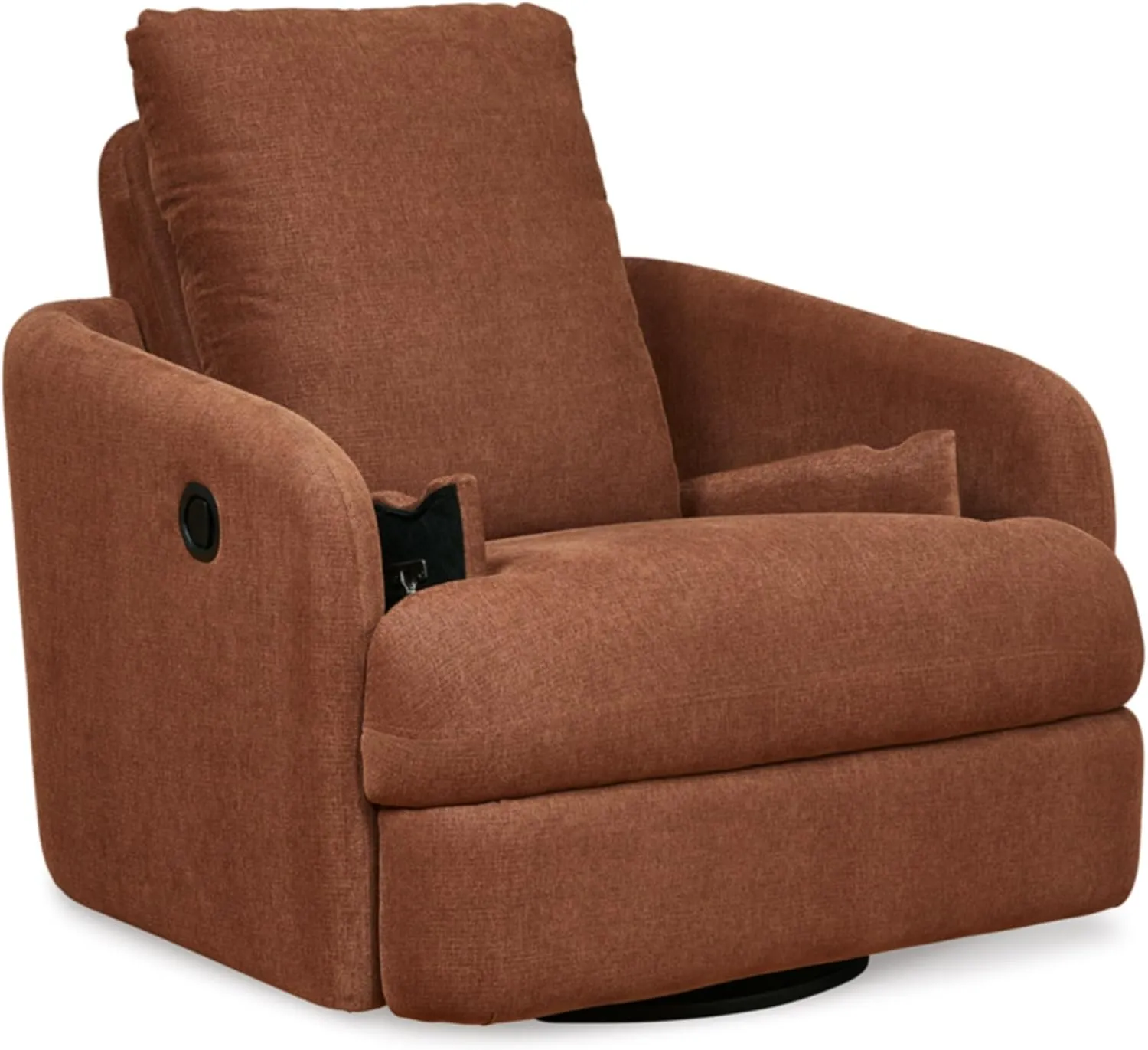 Signature Design by Ashley Modmax Contemporary Press-Back Swivel Glider Rocker Recliner with Machine Washable Cover, Hidden Storage Compartments and 2 Bolster Pillows, Orange