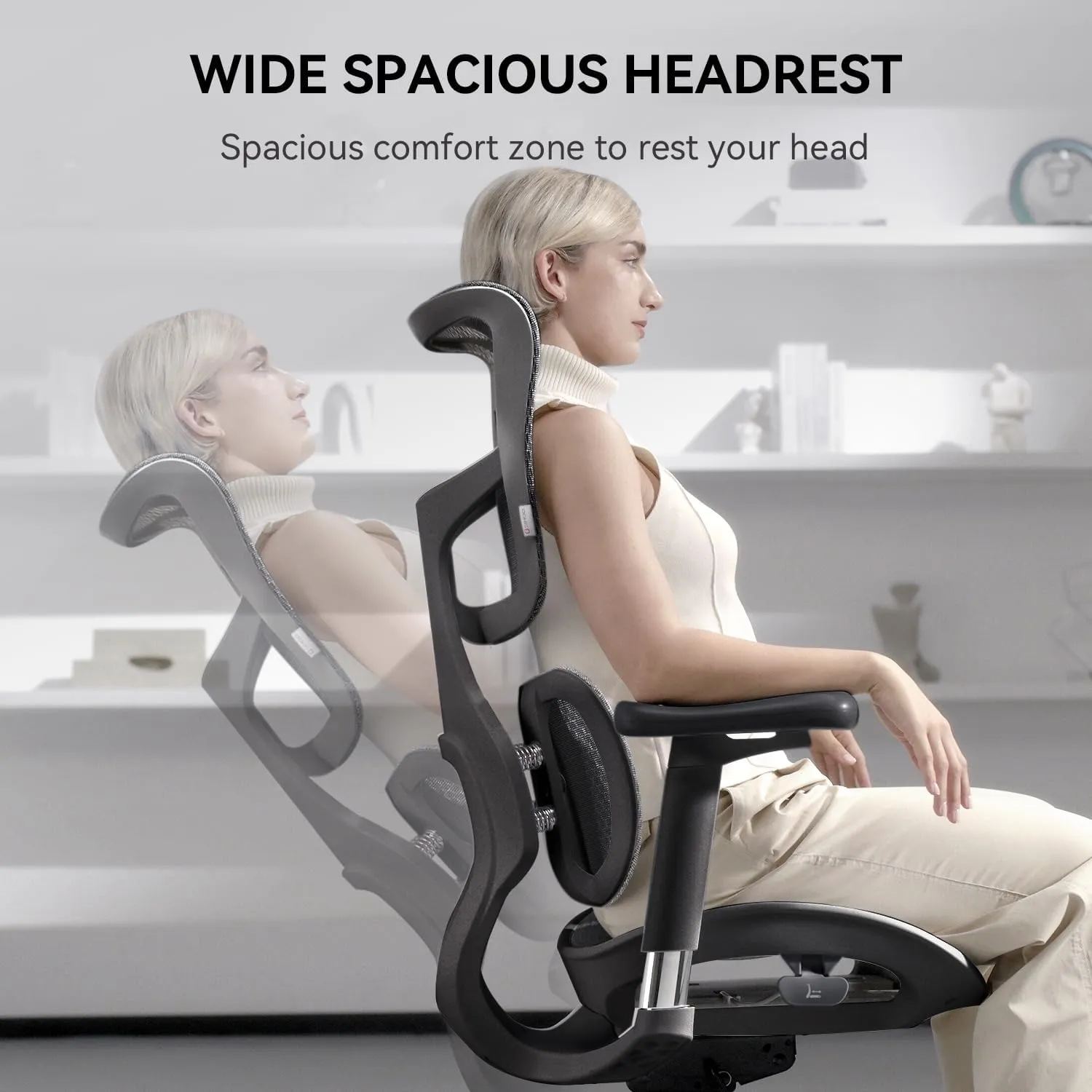 SIHOO Doro S100 Ergonomic Office Chair - with Dual Dynamic Lumbar Support, 5-Level Adjustable Backrest, 4D Coordinated Armrests, 135-degree Max. Recline Angle, Suitable for Home Office (Black)