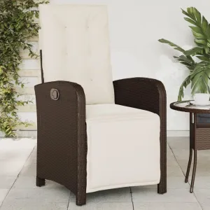 Sillas De Patio Beach Chair Lawn Chairs Dining Room Chairs - Reclining Patio Chair with Footrest Brown Poly Rattan for Garden Beaches Outside Terrace