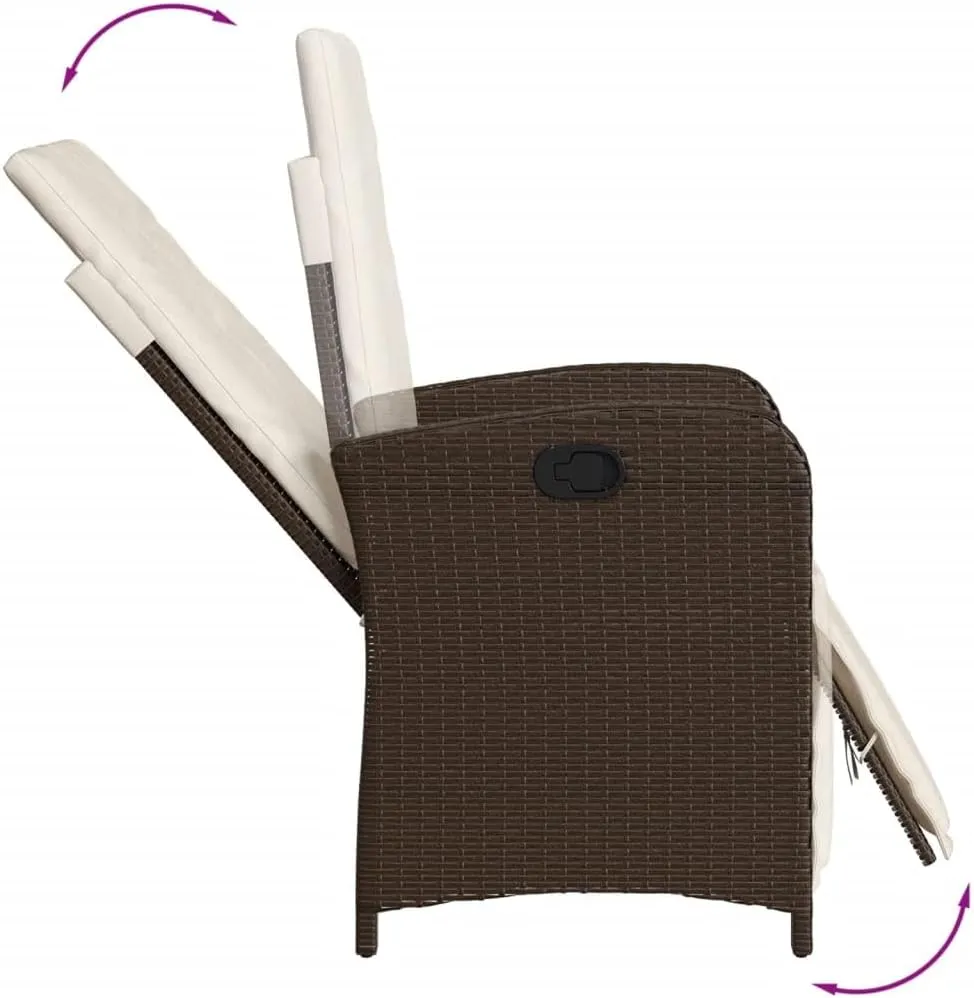 Sillas De Patio Beach Chair Lawn Chairs Dining Room Chairs - Reclining Patio Chair with Footrest Brown Poly Rattan for Garden Beaches Outside Terrace