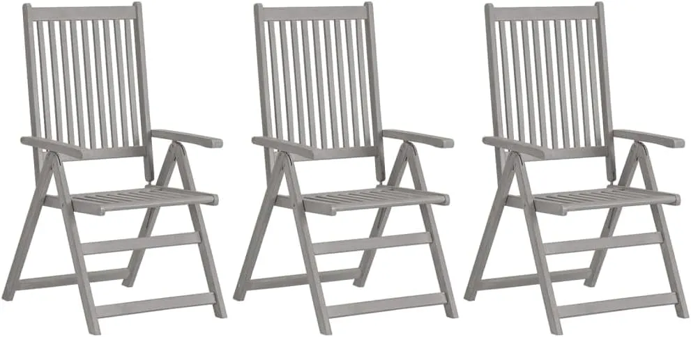 Sillas De Patio Camping Chair Kitchen Chairs Dining Room Chairs - Patio Reclining Chairs 3 pcs with Cushions Solid Acacia Wood for Beaches Garden Park Outside