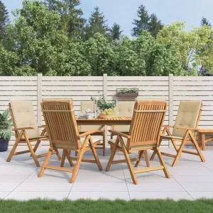 Sillas De Patio Camping Chair Lawn Chairs Outdoor Patio Chairs - Reclining Patio Chairs with Cushions 6 pcs Solid Wood Teak for Park Campsites Garden Beaches