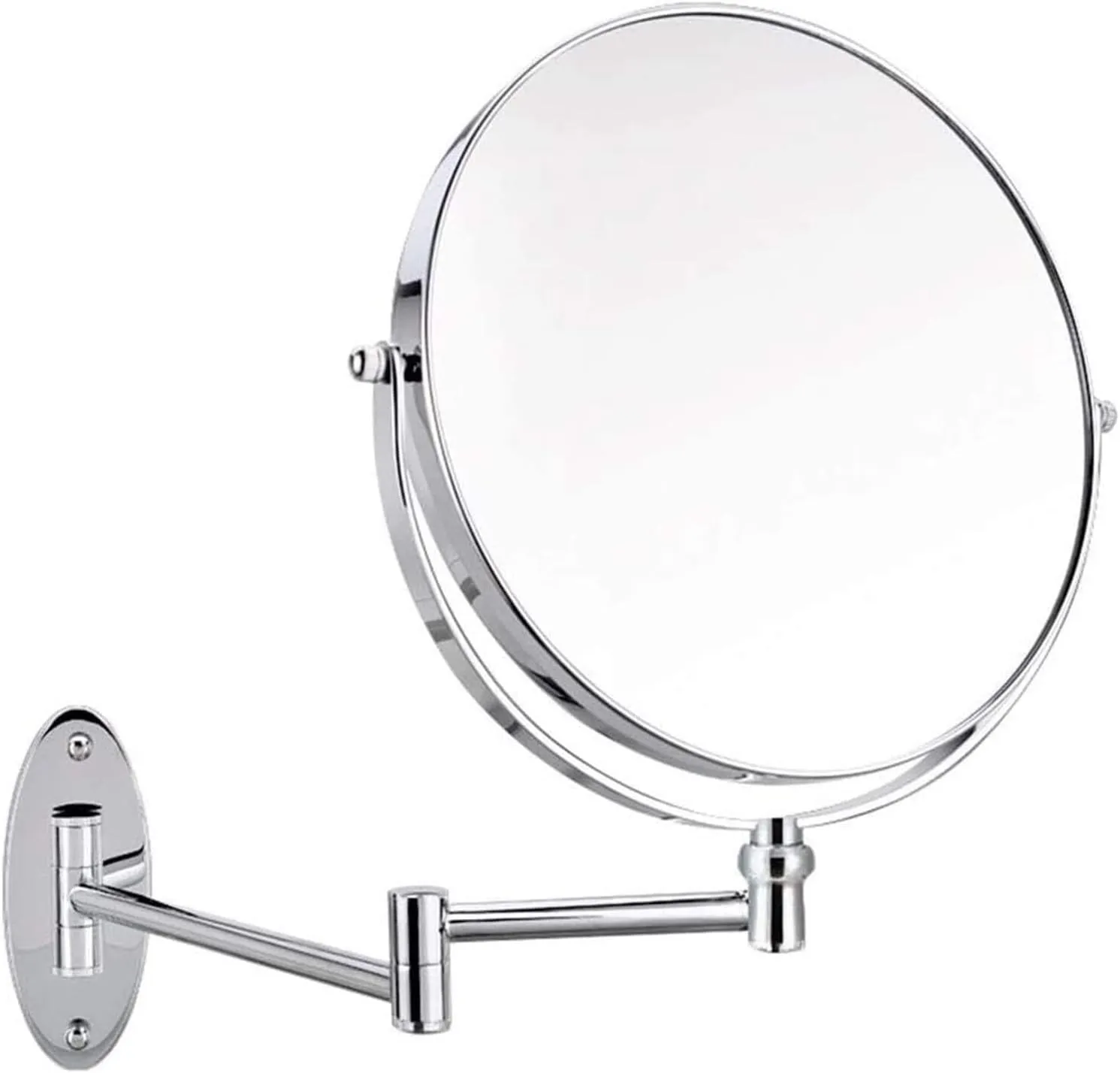 Silver Tabletop & Wall-Mounted Makeup Mirror – Double-Sided, 360° Rotating, Foldable, Retractable, Waterproof & Anti-Fog for Bathroom MYTVQRVK