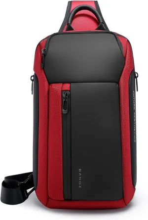Sling Bags Business Chest Pack Men One Shoulder Backpacks Unbalance Ultralight Sport Crossbody Bags for Work Commuter Outdoor Travel Running Gym Daypacks Waterproof Polyester Red