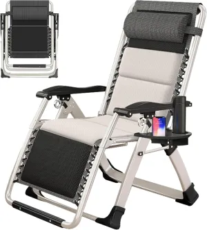 Slsy Zero Gravity Chair, Reclining Lounge Chair with Removable Tray for Indoor and Outdoor, Patio Recliner Folding Reclining Chair