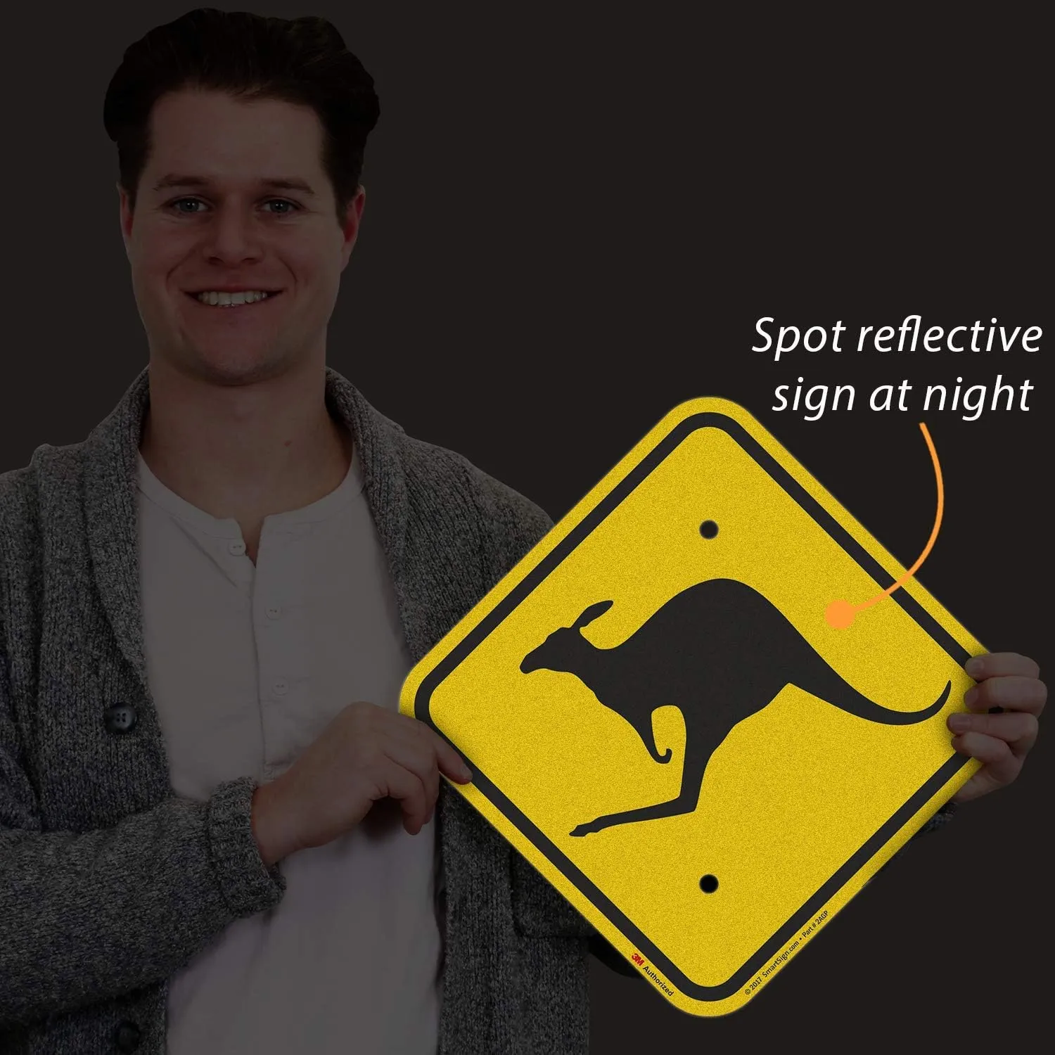 SmartSign "Kangaroo Crossing" Sign | 12" x 12" 3M Engineer Grade Reflective Aluminum