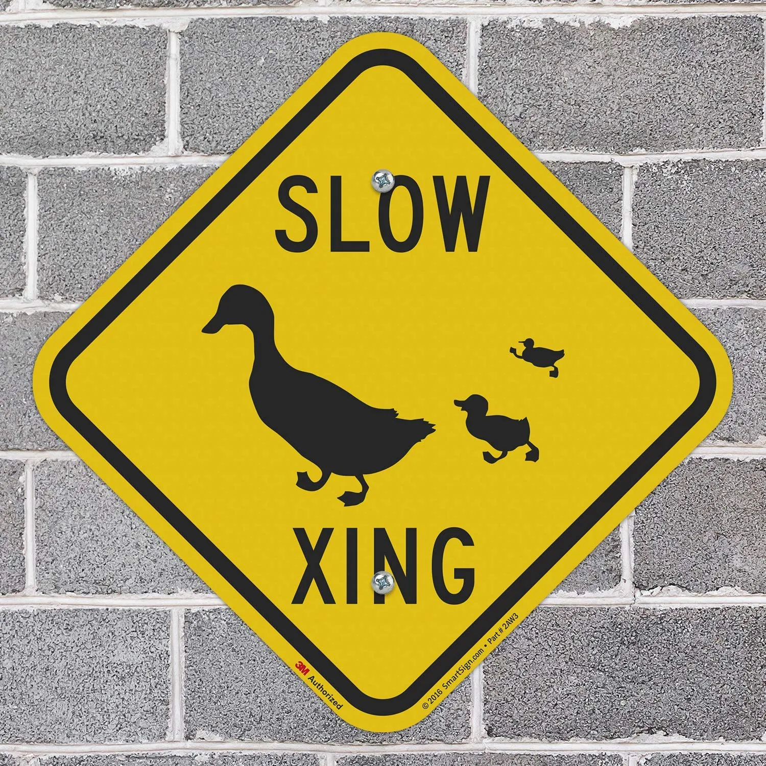 SmartSign "Slow - Duck Xing" Crossing Sign | 12" x 12" 3M Engineer Grade Reflective Aluminum