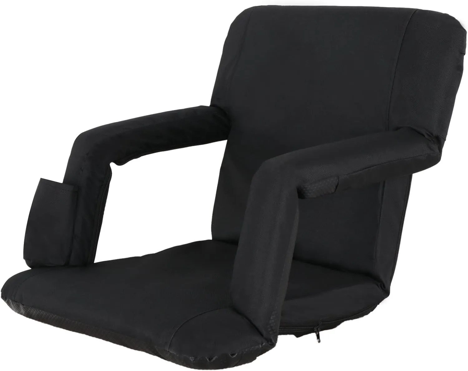 Smartxchoices Stadium Seat Reclining Chair for Bleachers w/Backs, Padded Cushion, Armrest Support, Bonus Shoulder Straps - 6 Reclining Positions, Folding & Portable, Water Resistant (Black Reclining)