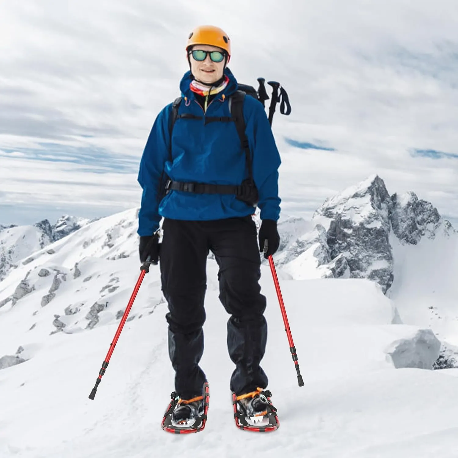 Snowshoes with Adjuatable Trekking Poles Bundle, Carry Bag Light Weight Aluminum Walking Hiking Poles Durable All Terrain with Adjustable Binding Idea