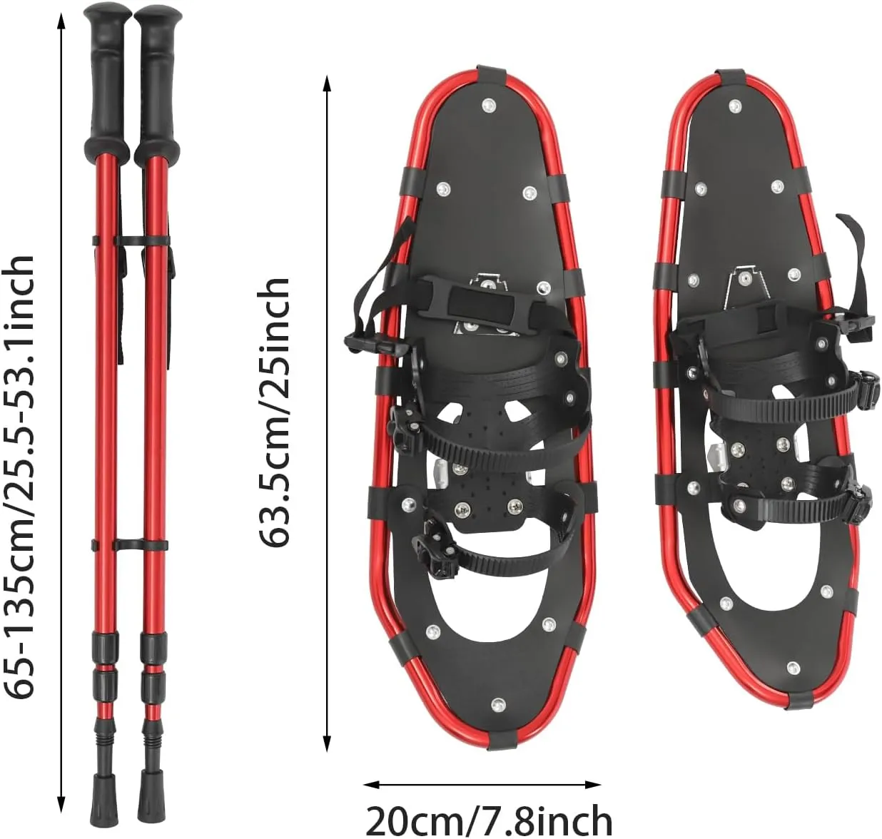 Snowshoes with Adjuatable Trekking Poles Bundle, Carry Bag Light Weight Aluminum Walking Hiking Poles Durable All Terrain with Adjustable Binding Idea