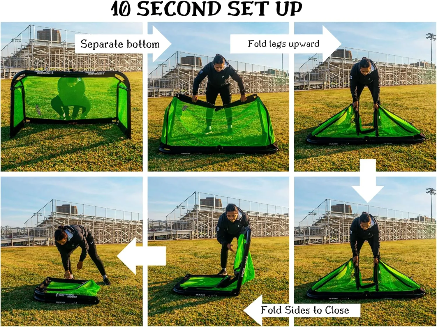 Soccer Innovations Quick Fold Portable Aluminum Goals - 5' x 3' Size, Competition Soccer Goal, Backyard Goal for Practice, Collapsible Goal, Mini Net