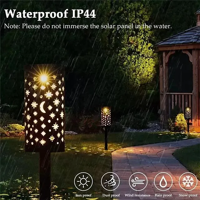 Solar Pathway Lights Outdoor Garden Light Metal Moon Star Projector Landscape Lighting For Patio Pathway  Yard Driveway Lawn Walkway Decoration Solar Lantern Waterproof Path Hanging Sidewalk Courtyard Lighting 1X 2X
