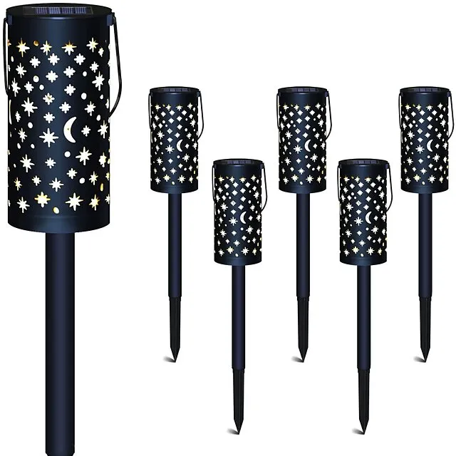 Solar Pathway Lights Outdoor Garden Light Metal Moon Star Projector Landscape Lighting For Patio Pathway  Yard Driveway Lawn Walkway Decoration Solar Lantern Waterproof Path Hanging Sidewalk Courtyard Lighting 1X 2X