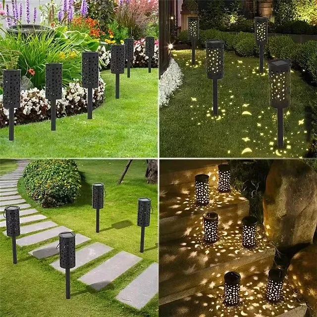 Solar Pathway Lights Outdoor Garden Light Metal Moon Star Projector Landscape Lighting For Patio Pathway  Yard Driveway Lawn Walkway Decoration Solar Lantern Waterproof Path Hanging Sidewalk Courtyard Lighting 1X 2X