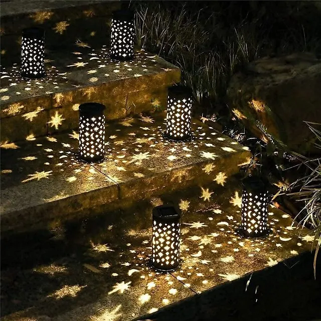 Solar Pathway Lights Outdoor Garden Light Metal Moon Star Projector Landscape Lighting For Patio Pathway  Yard Driveway Lawn Walkway Decoration Solar Lantern Waterproof Path Hanging Sidewalk Courtyard Lighting 1X 2X