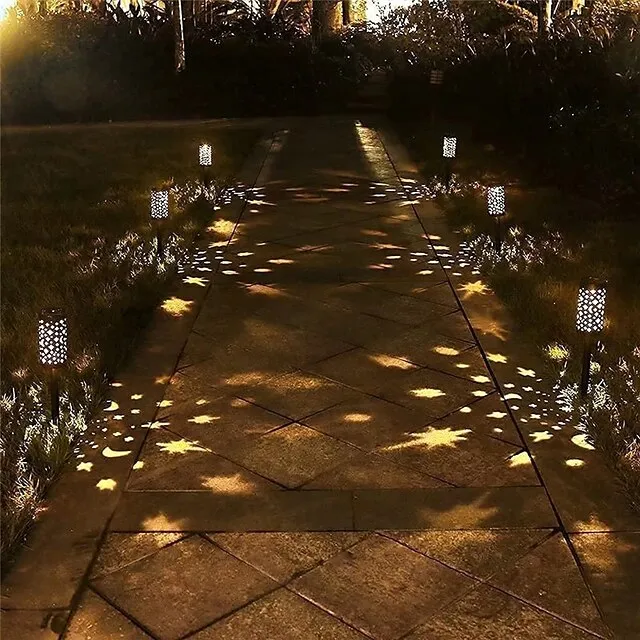 Solar Pathway Lights Outdoor Garden Light Metal Moon Star Projector Landscape Lighting For Patio Pathway  Yard Driveway Lawn Walkway Decoration Solar Lantern Waterproof Path Hanging Sidewalk Courtyard Lighting 1X 2X