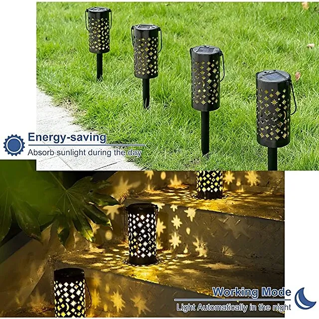 Solar Pathway Lights Outdoor Garden Light Metal Moon Star Projector Landscape Lighting For Patio Pathway  Yard Driveway Lawn Walkway Decoration Solar Lantern Waterproof Path Hanging Sidewalk Courtyard Lighting 1X 2X