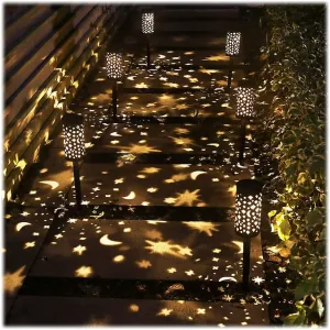 Solar Pathway Lights Outdoor Garden Light Metal Moon Star Projector Landscape Lighting For Patio Pathway  Yard Driveway Lawn Walkway Decoration Solar Lantern Waterproof Path Hanging Sidewalk Courtyard Lighting 1X 2X