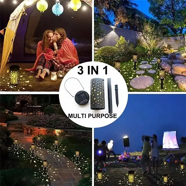 Solar Pathway Lights Outdoor Garden Light Metal Moon Star Projector Landscape Lighting For Patio Pathway  Yard Driveway Lawn Walkway Decoration Solar Lantern Waterproof Path Hanging Sidewalk Courtyard Lighting 1X 2X