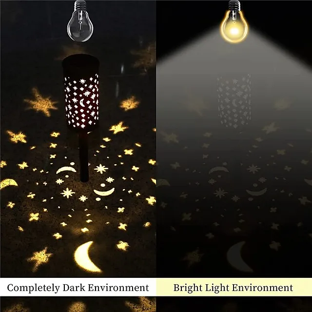 Solar Pathway Lights Outdoor Garden Light Metal Moon Star Projector Landscape Lighting For Patio Pathway  Yard Driveway Lawn Walkway Decoration Solar Lantern Waterproof Path Hanging Sidewalk Courtyard Lighting 1X 2X