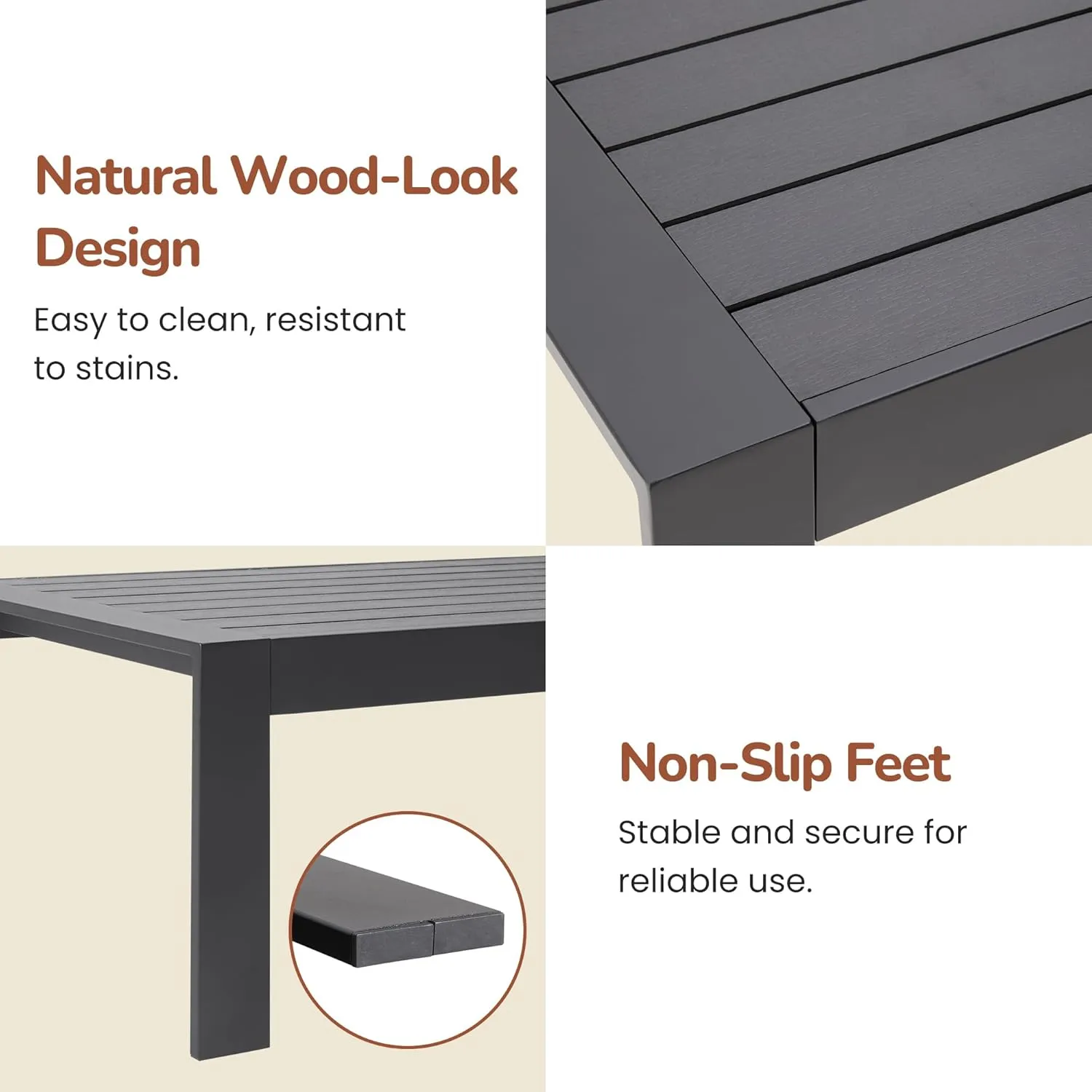Solaste Outdoor Aluminum Furniture Set,4 Pieces Patio Sectional Chat Sofa Outdoor Conversation Set with Table,Dark Grey