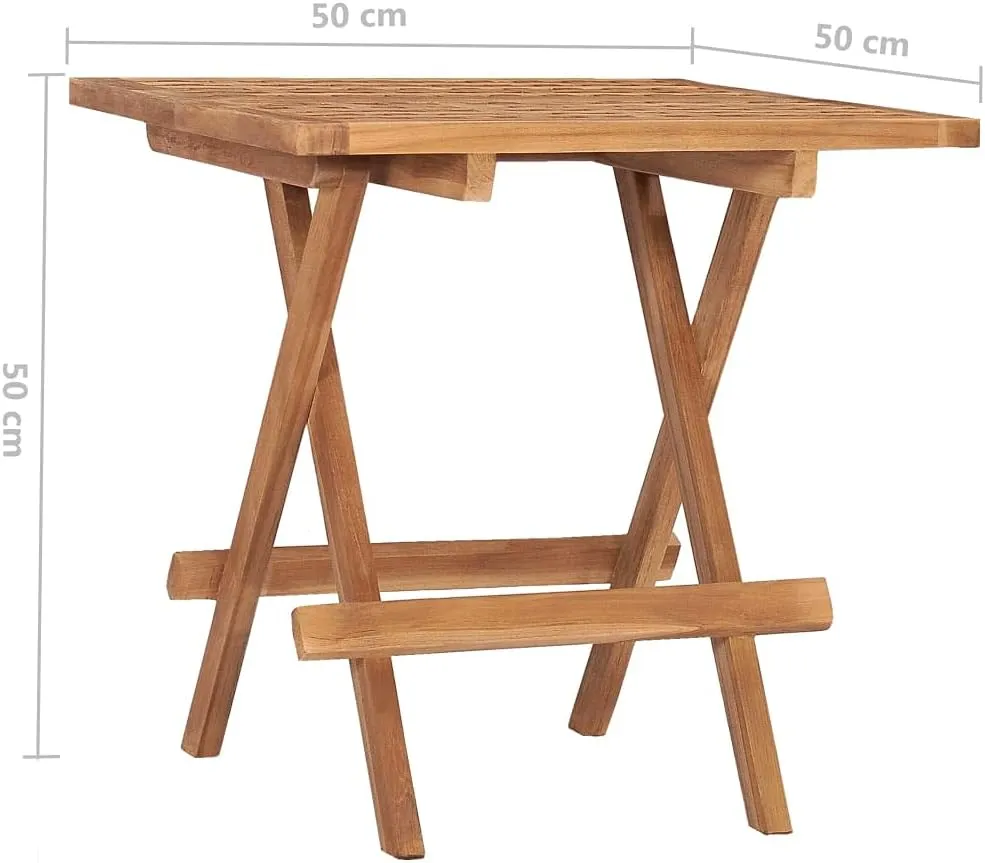 Solid Teak Wood Outdoor Table for Dining, Camping, Coffee, Picnic, Natural Tables - 19.7x19.7x19.7 in