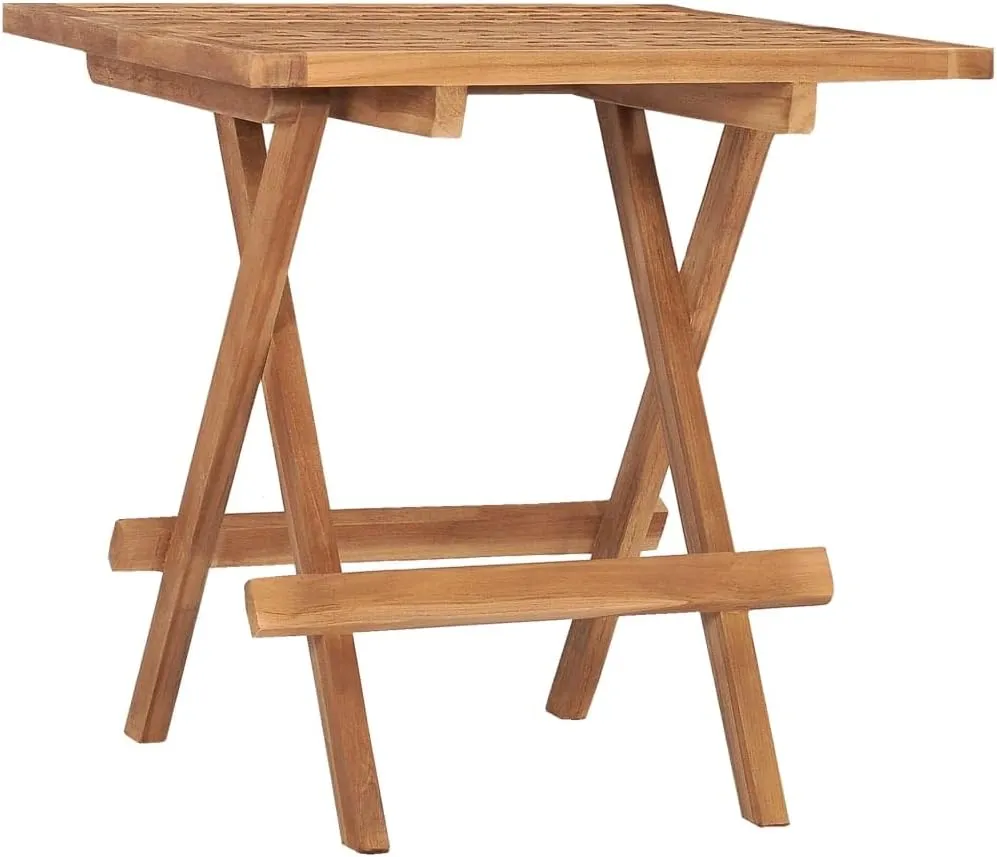 Solid Teak Wood Outdoor Table for Dining, Camping, Coffee, Picnic, Natural Tables - 19.7x19.7x19.7 in