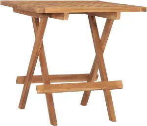 Solid Teak Wood Outdoor Table for Dining, Camping, Coffee, Picnic, Natural Tables - 19.7x19.7x19.7 in