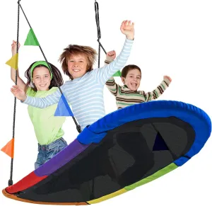 Sorbus 66" Saucer Swing for Kids - 700lbs Big Oval Platform - Tree Glider Therapy for Kids - Adjustable Ropes & Durable Seat - Trampoline Net for Indoor/Outdoor, Accessory Included