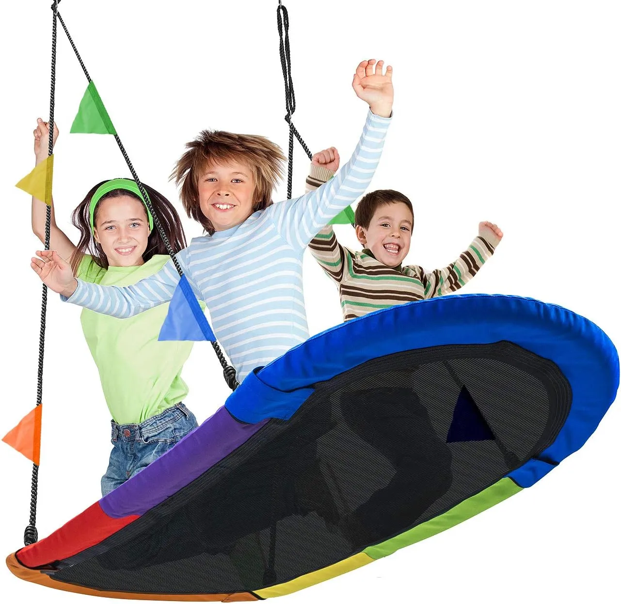 Sorbus 66" Saucer Swing for Kids - 700lbs Big Oval Platform - Tree Glider Therapy for Kids - Adjustable Ropes & Durable Seat - Trampoline Net for Indoor/Outdoor, Accessory Included