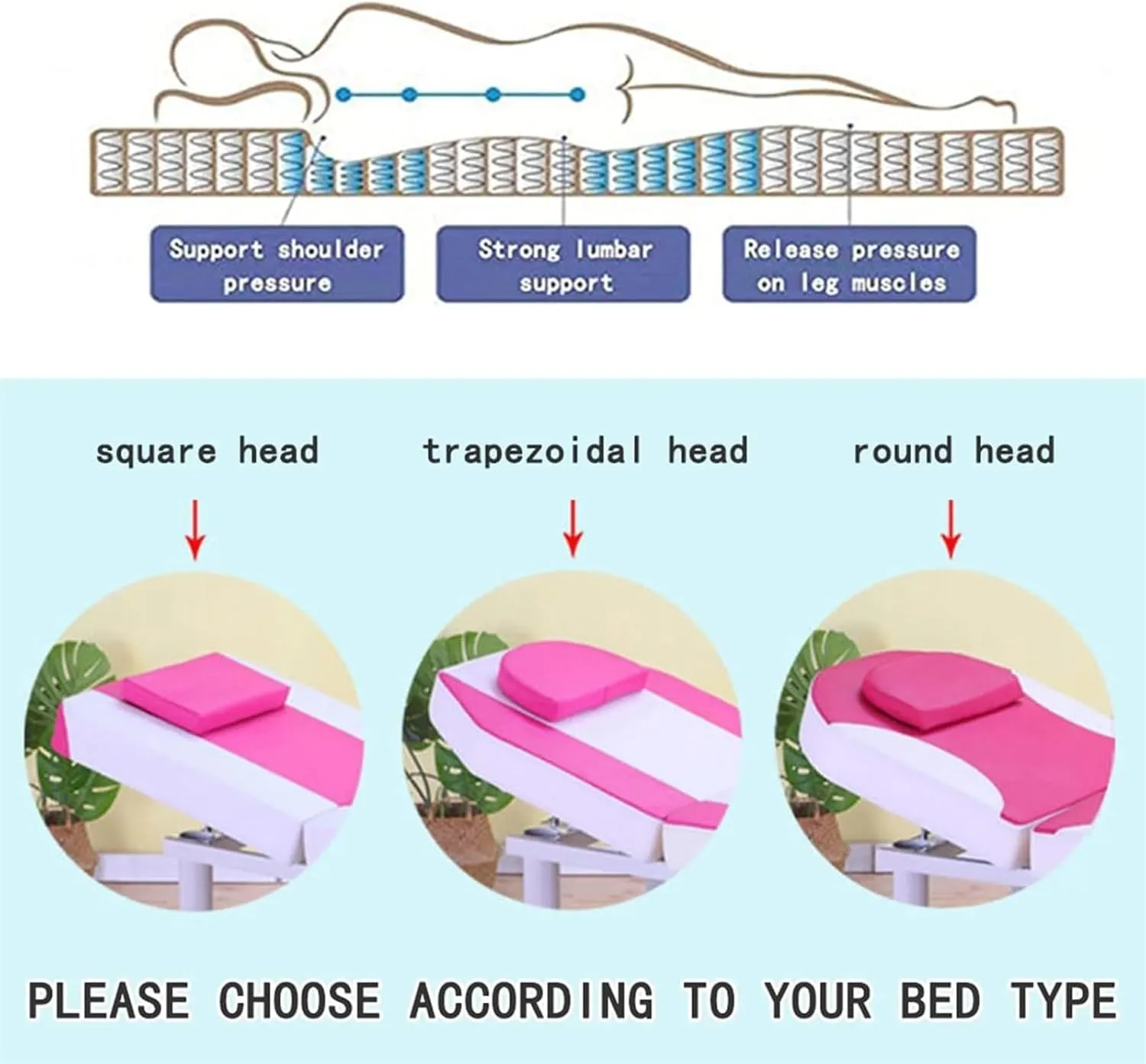 Spa Bed Mattress Pad Beauty, Trapezoidal Head Bed Mattress with Breath Hole Massage Table Lash Bed Mattress Topper High Density Sponge(Camel,60x175cm)