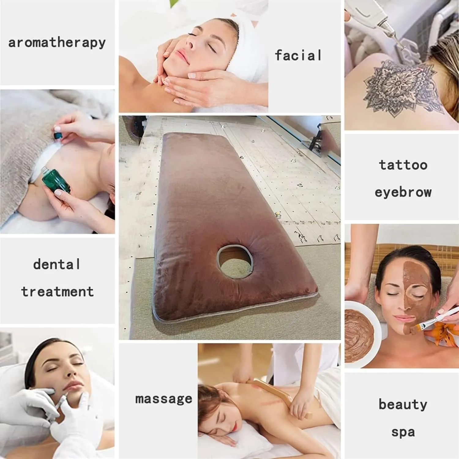 Spa Bed Mattress Pad Beauty, Trapezoidal Head Bed Mattress with Breath Hole Massage Table Lash Bed Mattress Topper High Density Sponge(Camel,60x175cm)