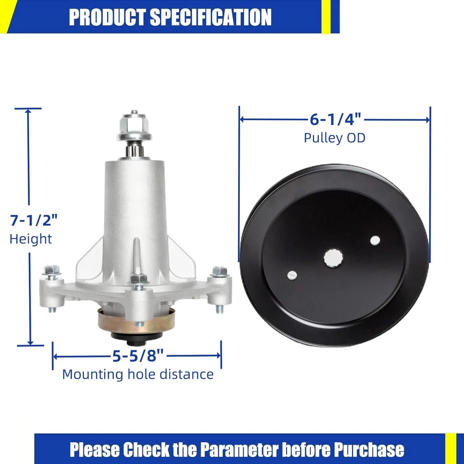 Spindle Assembly 187292 187281 192870 532187292 532187281 532192870 with Pulley 195945 197473 Fit Husqvarna 42" 46" 48" 54" Mower Deck