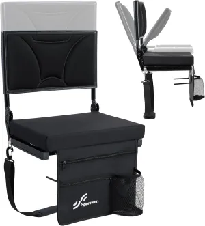 Sportneer Stadium Seats with Back Support: Height Adjustable Thick Padded Stadium Seats with Pocket, Shoulder Strap, Carry Handle, Cup Holder, Folding Stadium Chair for Sports Events Concerts Outdoor