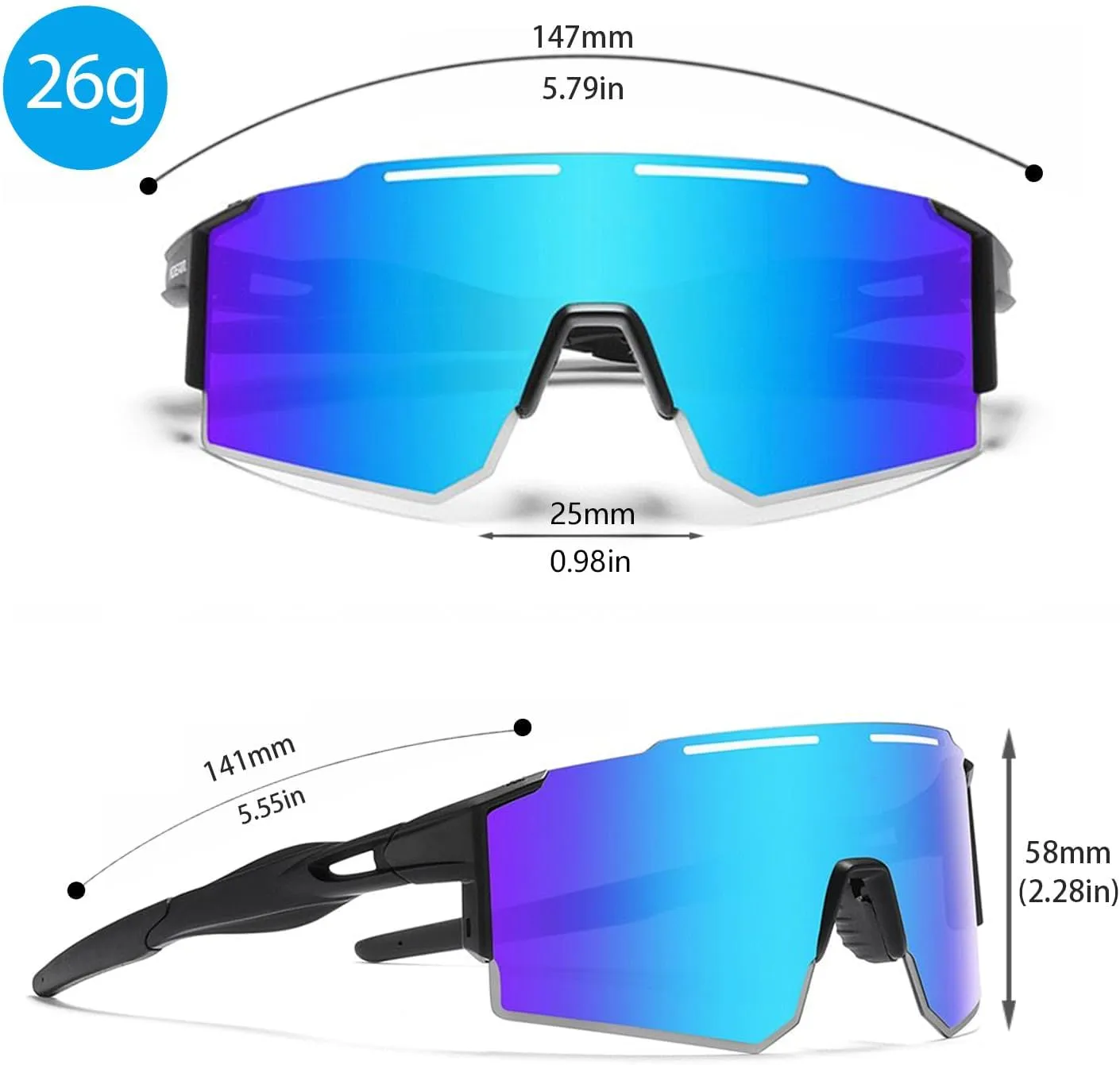 Sports Polarized Sunglasses for Men and Women, UV 400 TR90 Protection Sunglasses for Cycling, Skiing, Driving