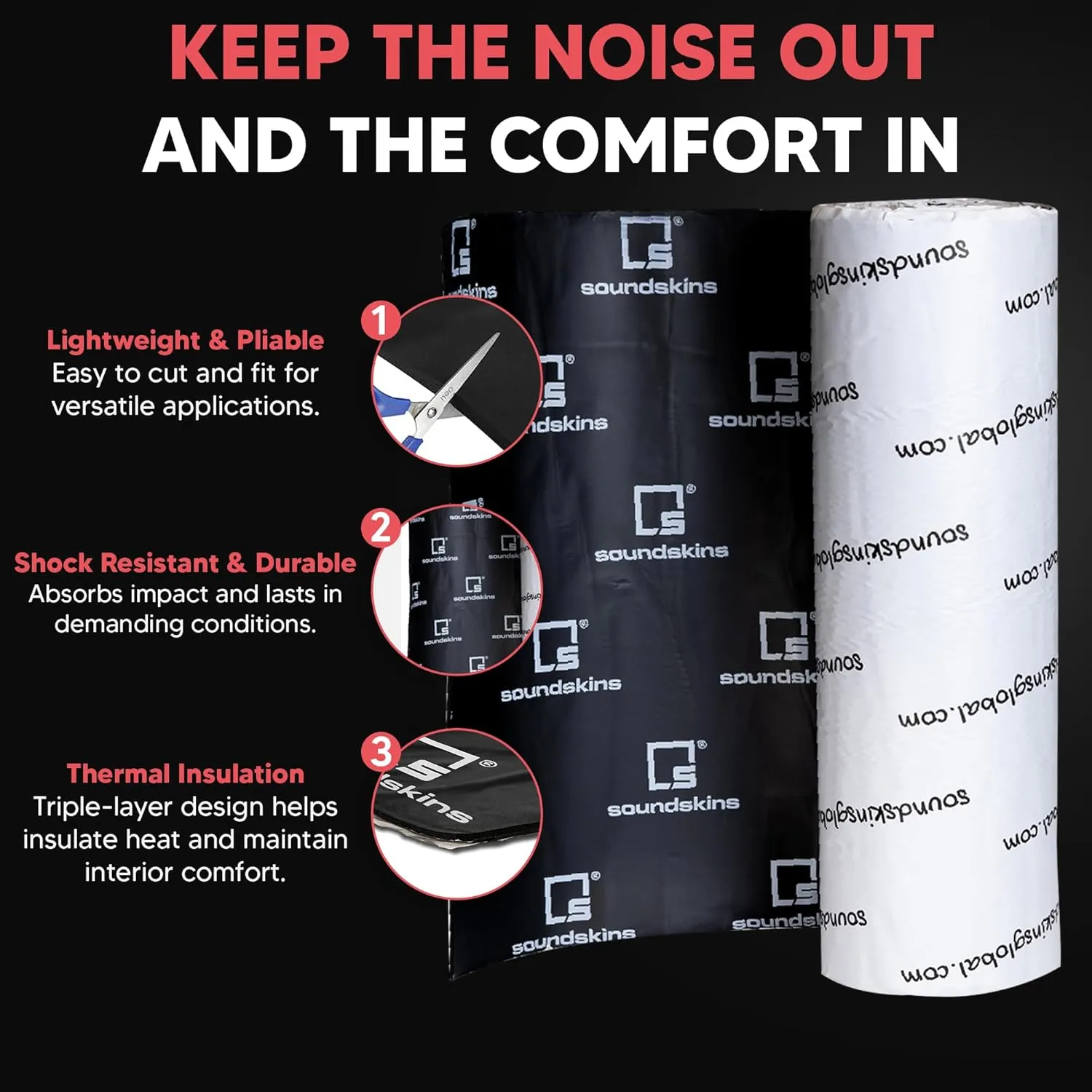 SSPROPLUS-1 Car Sound Deadening Material - 180mil/4.5mm Triple Layer - 64.5 sqft. - Reduce Vibrations, Insulate Heat, and Minimize Resonance