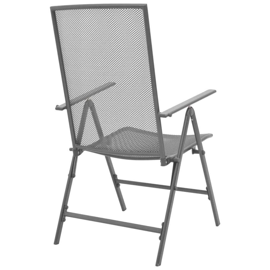 Stackable Patio Chairs 2 pcs Steel Gray