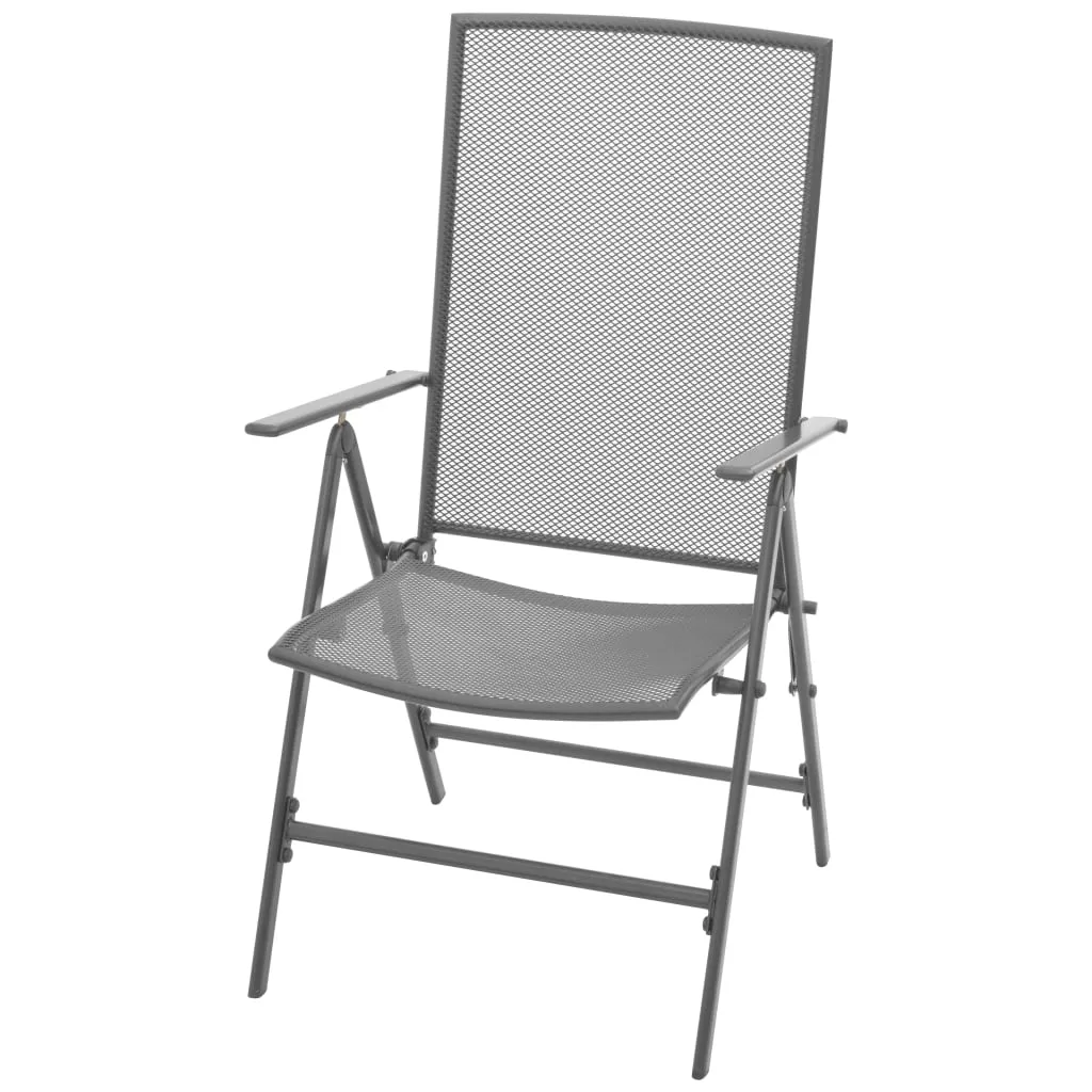 Stackable Patio Chairs 2 pcs Steel Gray