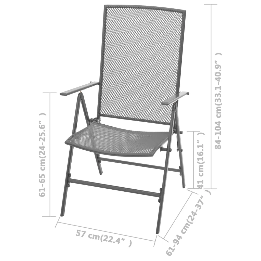 Stackable Patio Chairs 2 pcs Steel Gray