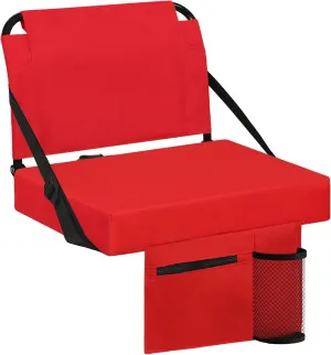 Stadium Seat for Bleachers with Back Support and Wide Padded Cushion Stadium Chair - Includes Shoulder Strap and Cup Holder