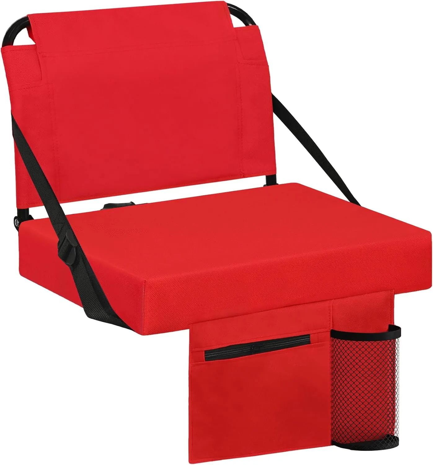 Stadium Seat for Bleachers with Back Support and Wide Padded Cushion Stadium Chair - Includes Shoulder Strap and Cup Holder