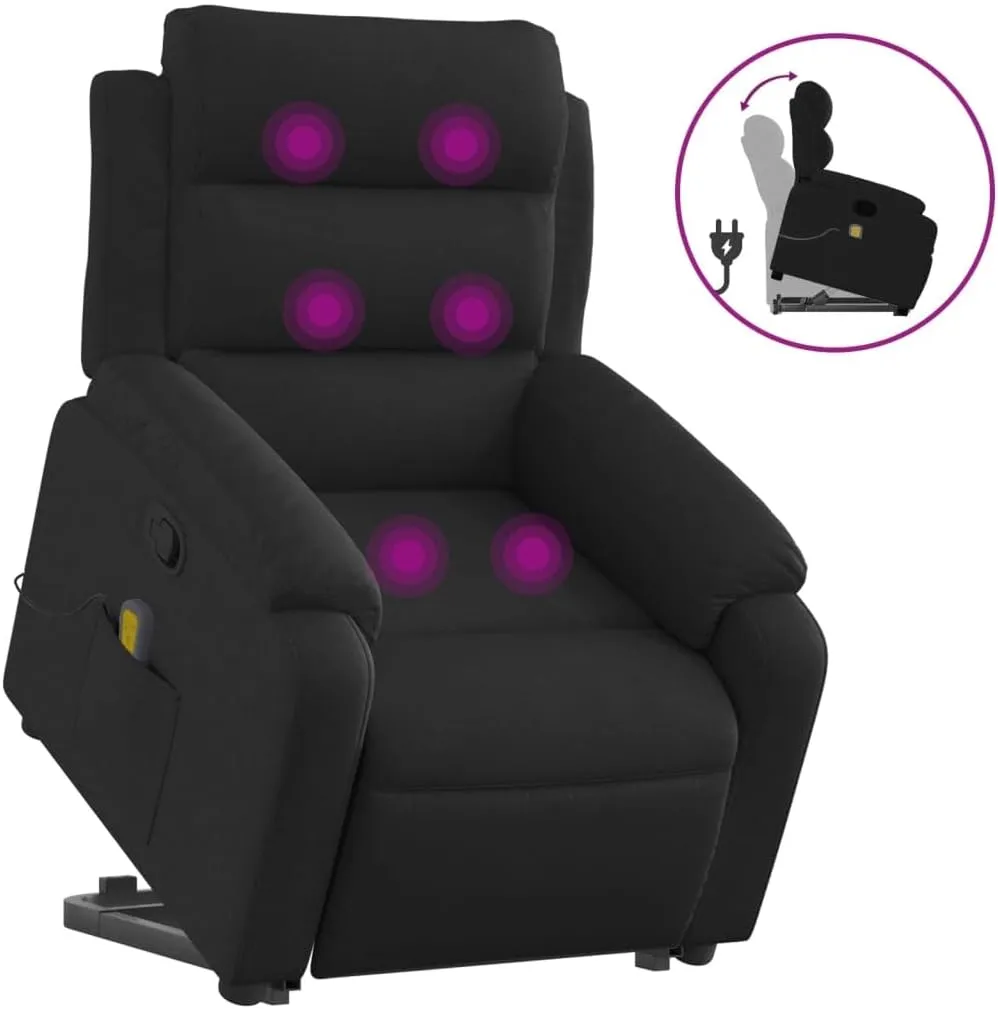 Stand up Massage Recliner Chair Black FabricLounge Chair Comfy Chair Living Room Chair Suitable for Decks, Living Rooms, and patios.