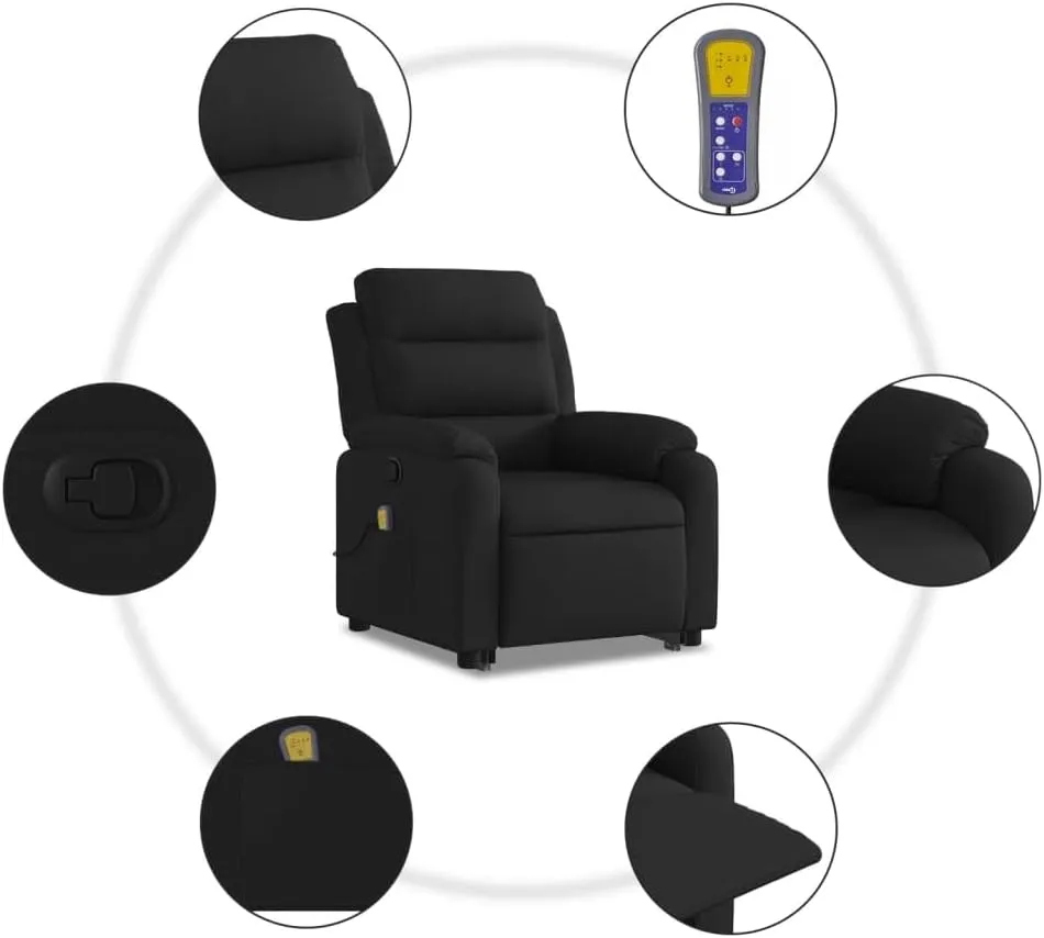 Stand up Massage Recliner Chair Black FabricLounge Chair Comfy Chair Living Room Chair Suitable for Decks, Living Rooms, and patios.