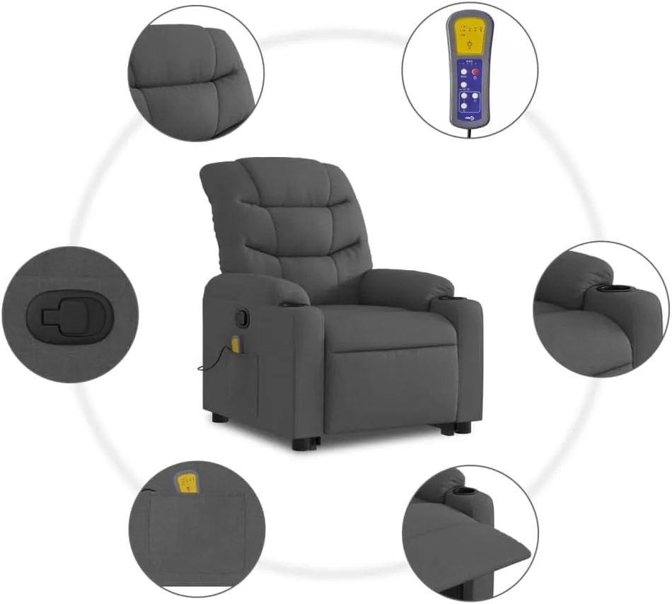 Stand up Massage Recliner Chair Dark Gray FabricLounge Chair Comfy Chair Living Room Chair Suitable for Decks, Living Rooms, and patios.