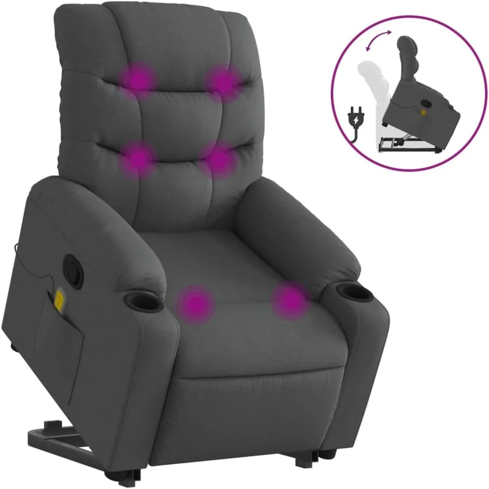 Stand up Massage Recliner Chair Dark Gray FabricLounge Chair Comfy Chair Living Room Chair Suitable for Decks, Living Rooms, and patios.