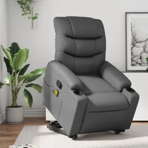 Stand up Massage Recliner Chair Gray Faux LeatherLounge Chair Comfy Chair Living Room Chair Suitable for Decks, Living Rooms, and patios.