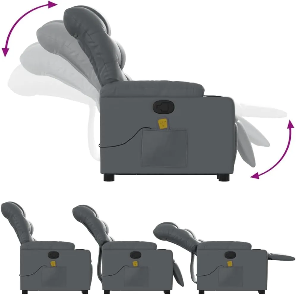 Stand up Massage Recliner Chair Gray Faux LeatherLounge Chair Comfy Chair Living Room Chair Suitable for Decks, Living Rooms, and patios.