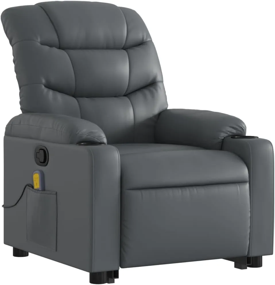 Stand up Massage Recliner Chair Gray Faux LeatherLounge Chair Comfy Chair Living Room Chair Suitable for Decks, Living Rooms, and patios.