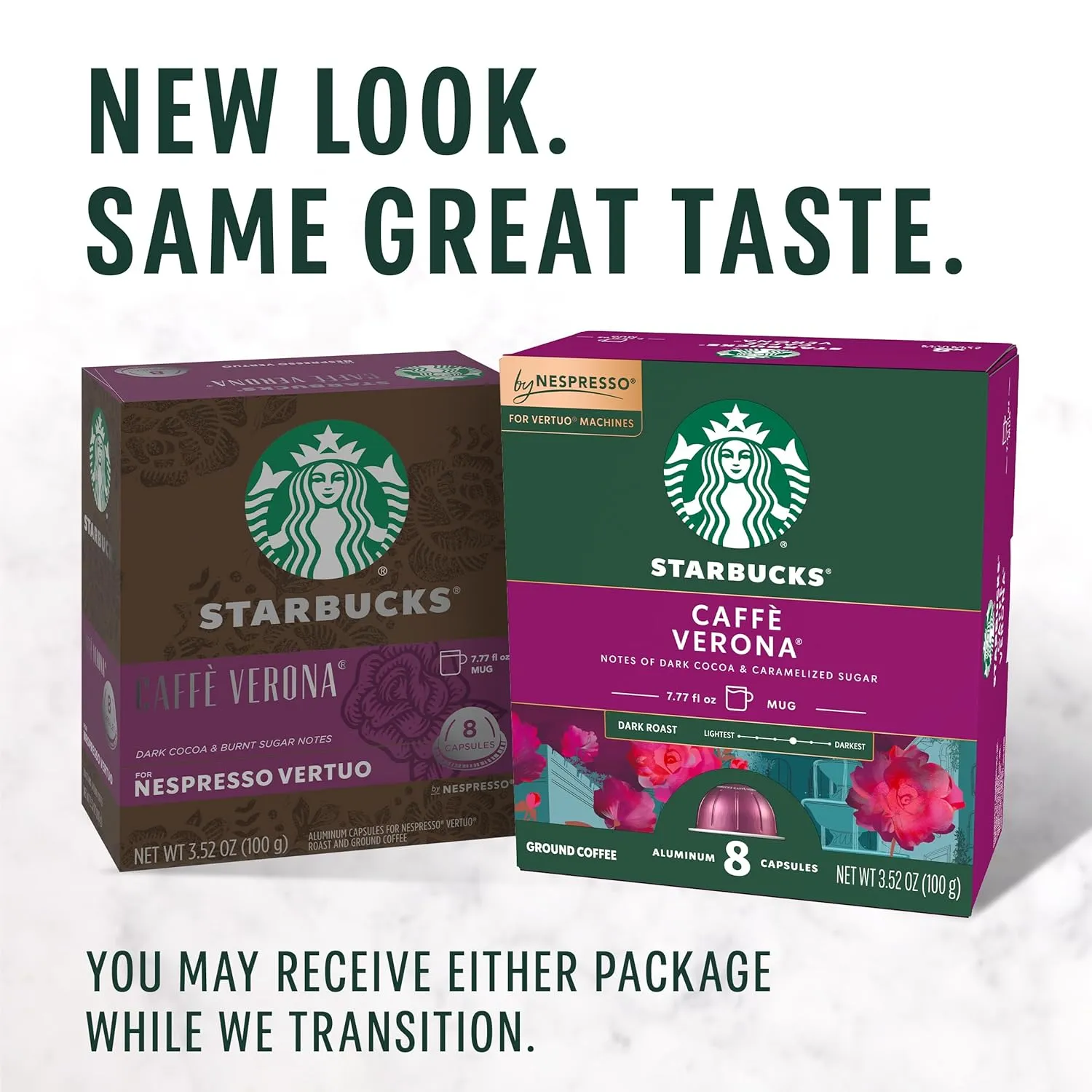 Starbucks by Nespresso Vertuo, Caffè Verona Dark Roast Coffee, 32-count Coffee Pods, Brews 7.8 oz.